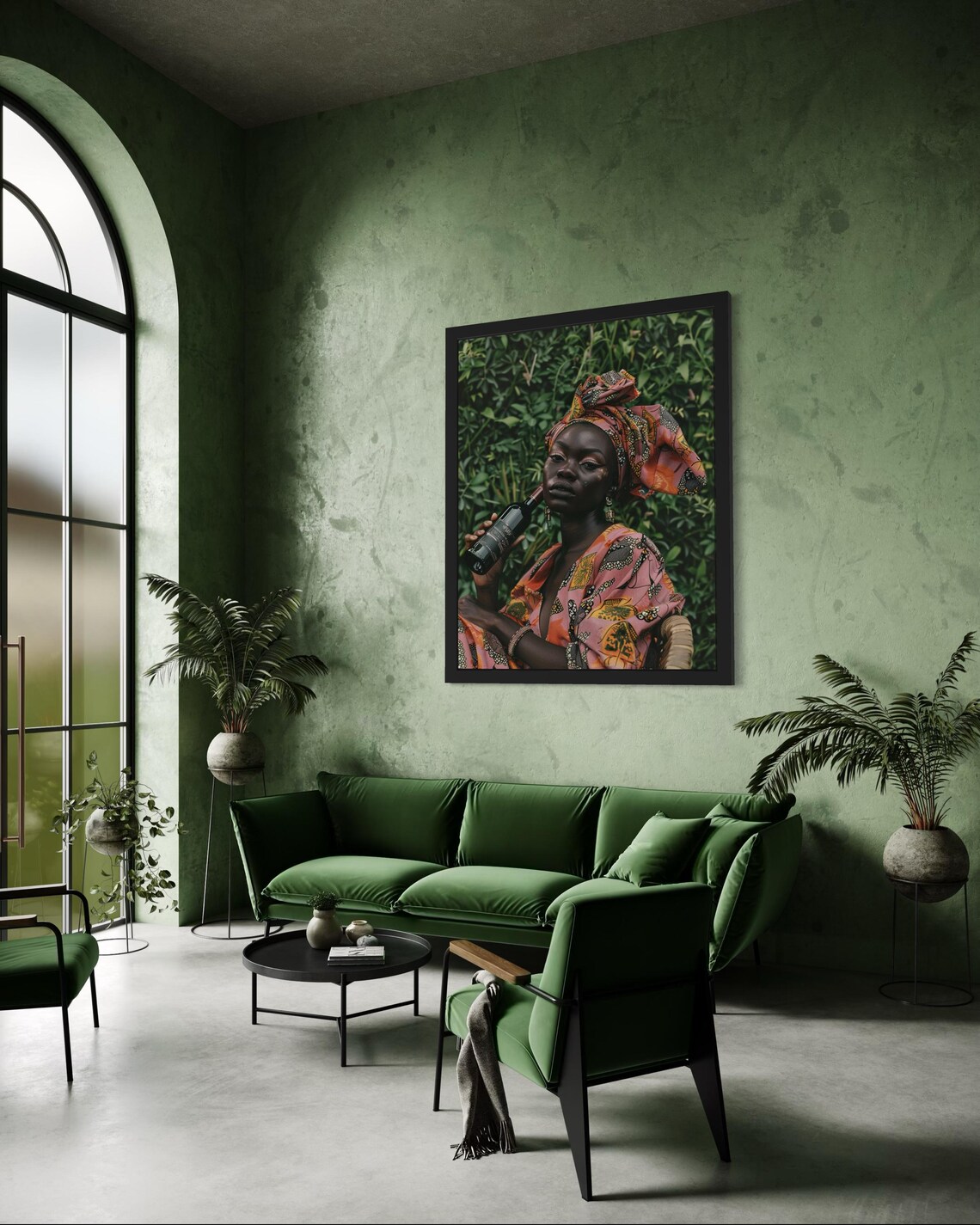 Modern African Woman Headwrap Portrait Art Print - Image 3