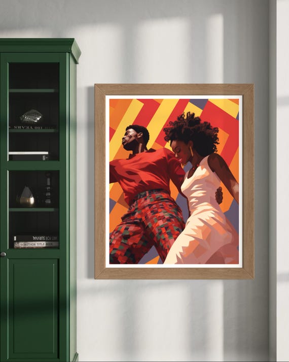 Black Love Art African Couple Wall Print Afrocentric Wall Decor Modern Black Couple Art Bold Home Art Print