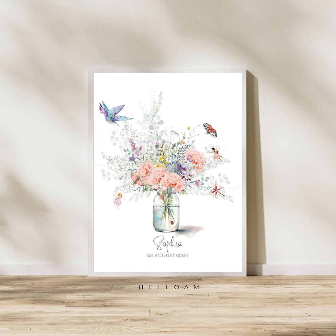 Birth Flower Family Bouquet Personalized Watercolor Art Print - Image 4