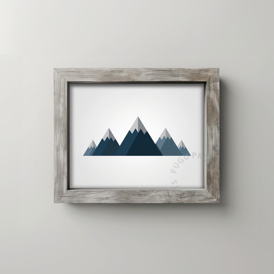 Geometric Mountain Print Minimalist Blue Gray Landscape Wall Art Modern Home Decor 397 - Image 2