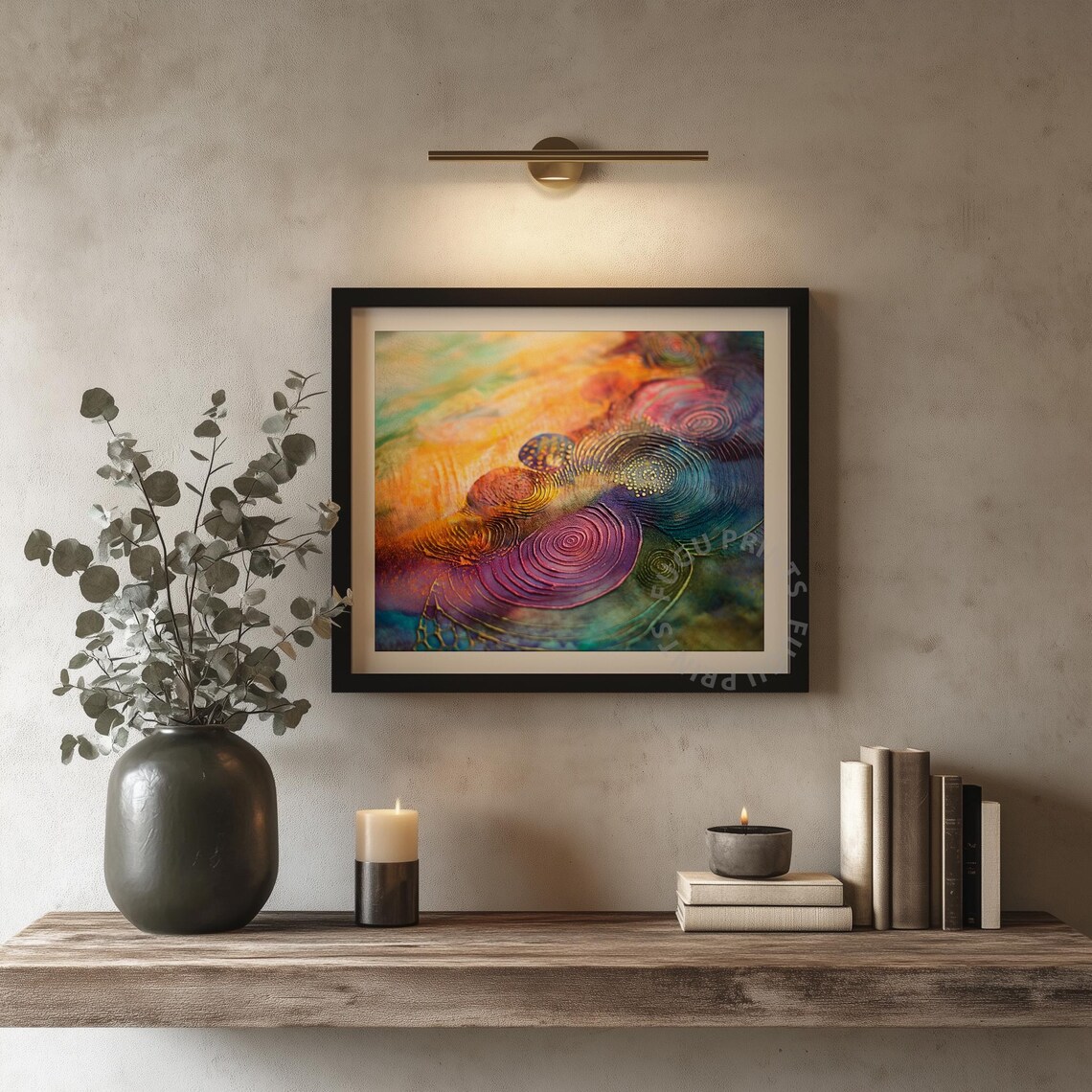 Abstract Swirl Art Textured Wall Art Orange Teal Purple Gold Modern Home Decor 27 - Image 4