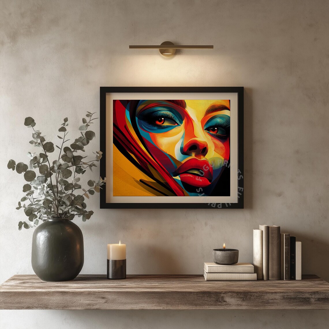 Pop Art Woman Portrait Red Yellow Blue Graphic Face Art Poster - Image 4
