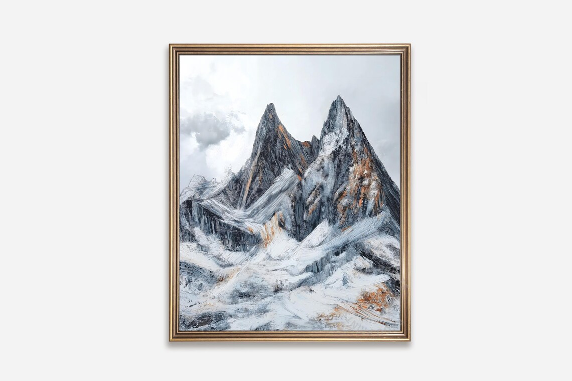 Impasto Mountain Peaks Abstract Landscape