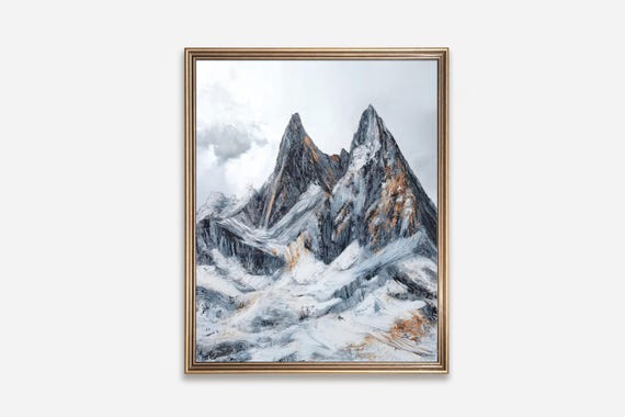 Impasto Mountain Peaks Abstract Landscape