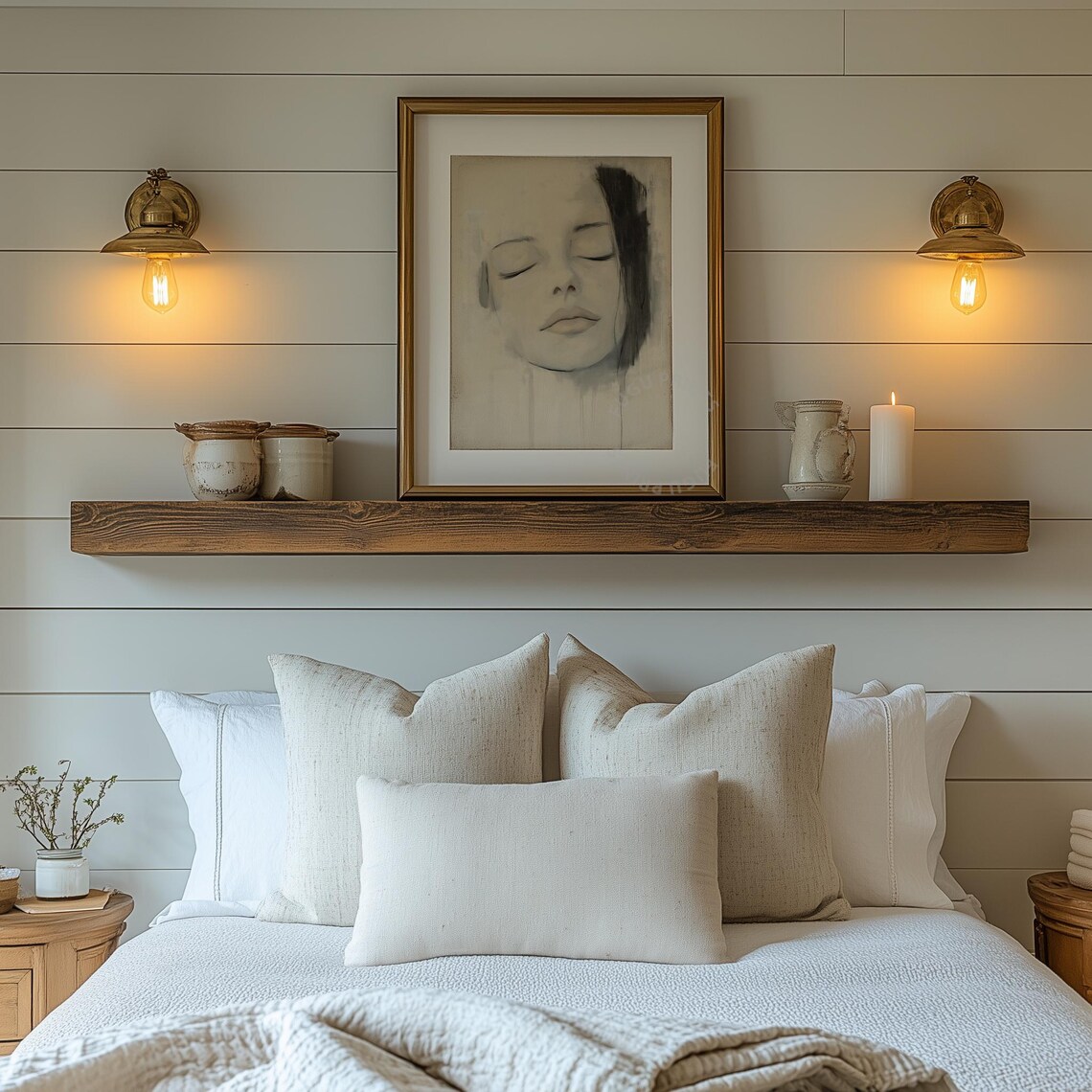 Minimalist Black White Woman Portrait Eyes Closed Serene Wall Art - Image 2
