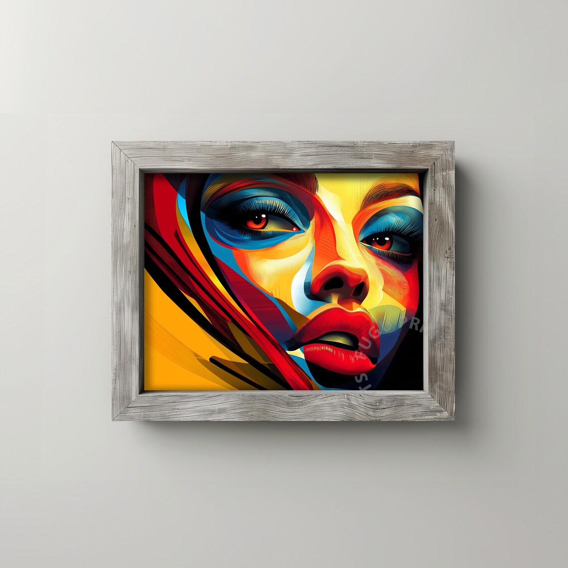 Pop Art Woman Portrait Red Yellow Blue Graphic Face Art Poster - Image 2