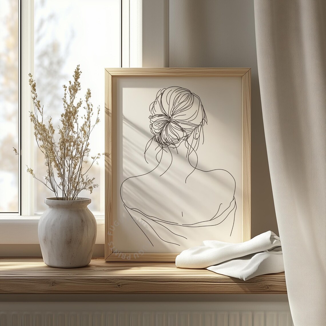 Woman Line Art, Minimalist Hairstyle Drawing - Image 4