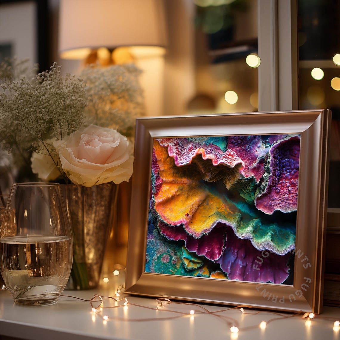 Abstract Coral Vibrant Coastal Wall Art Macro Ocean Print Yellow Pink Purple Turquoise Decor 39 - Image 3