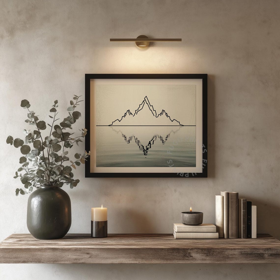 Mountain Reflection Print Minimalist Line Art 388 - Image 4