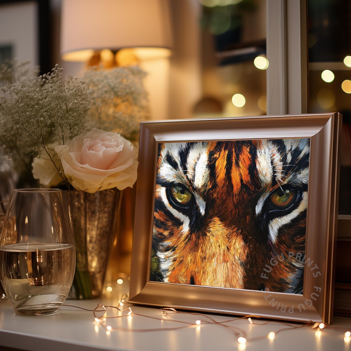 Tiger Eyes Impasto Wildlife Portrait, Art Print - Image 3