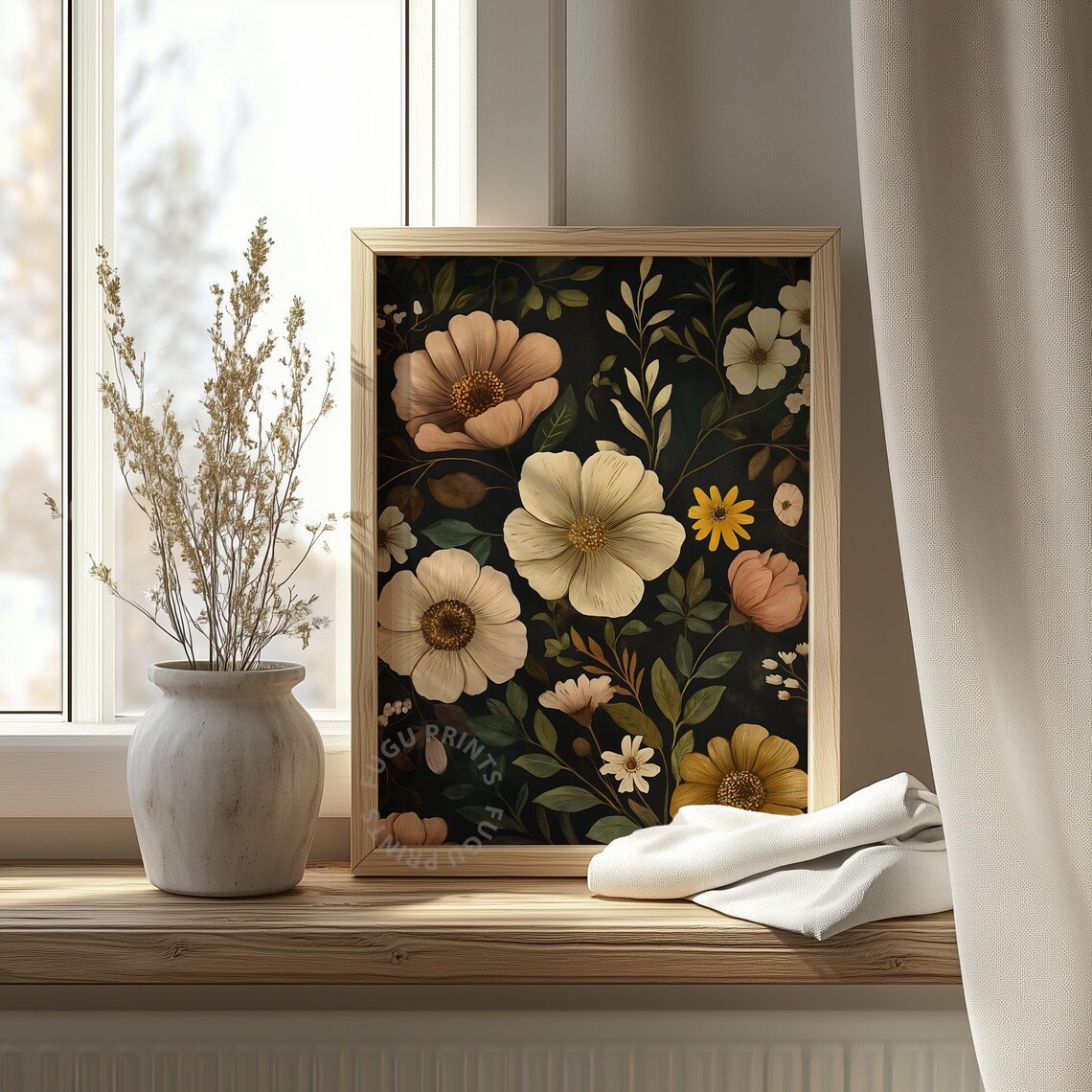 Dark Floral Print, Moody Botanical Wall Art - Image 4