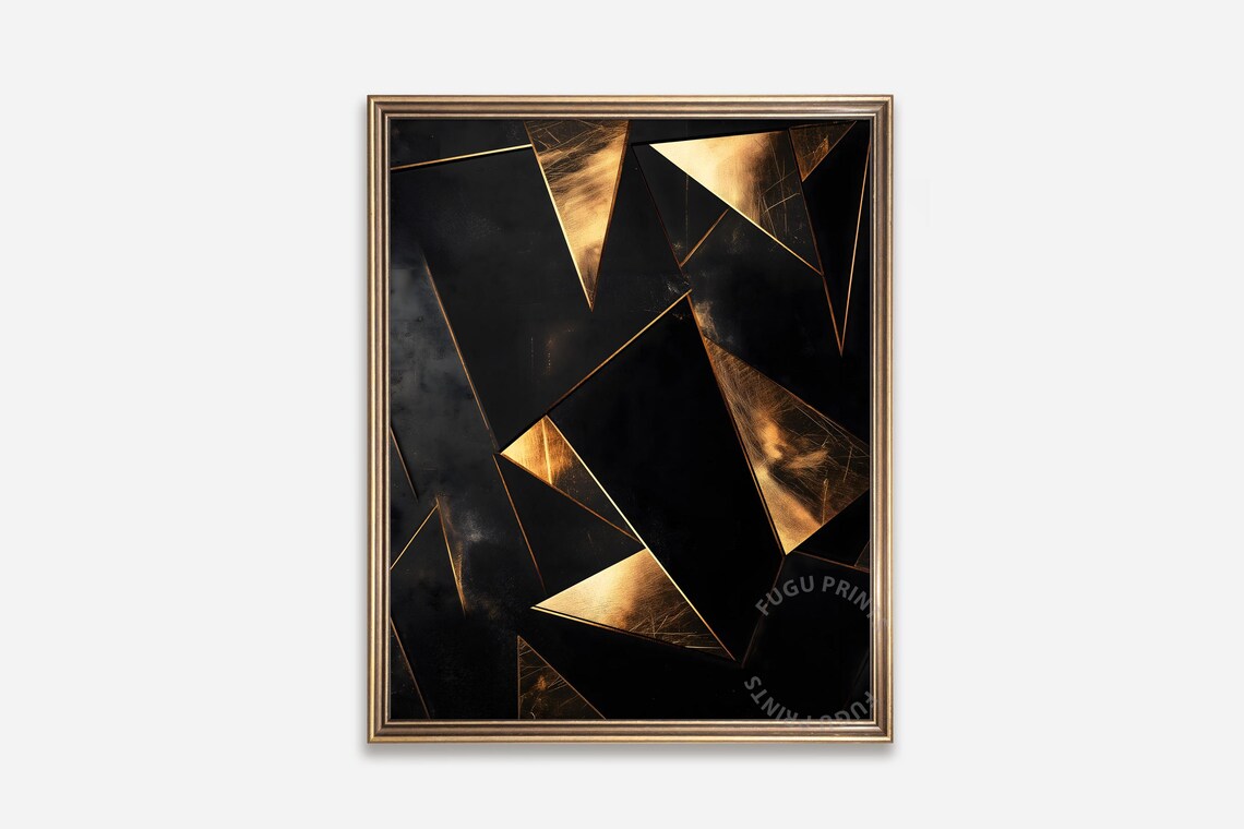 Gold Triangle Abstract Art, Modern Geometric