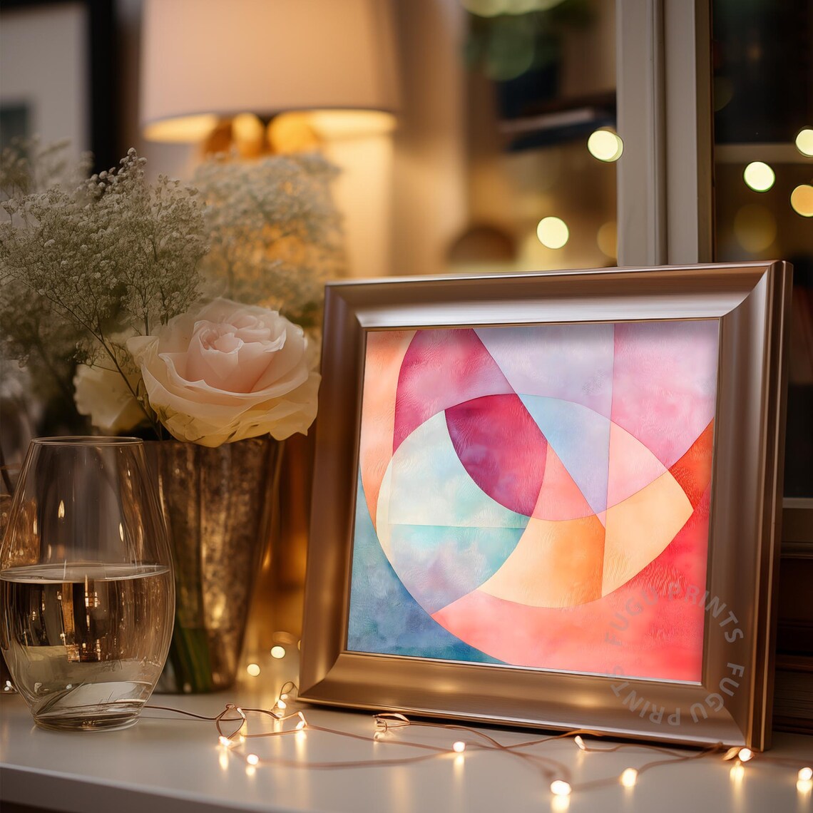 Pastel Geometric Circle Art, Minimalist Abstract - Image 3