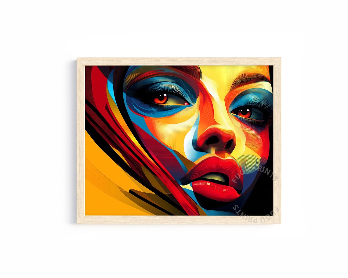 Pop Art Woman Portrait Red Yellow Blue Graphic Face Art Poster
