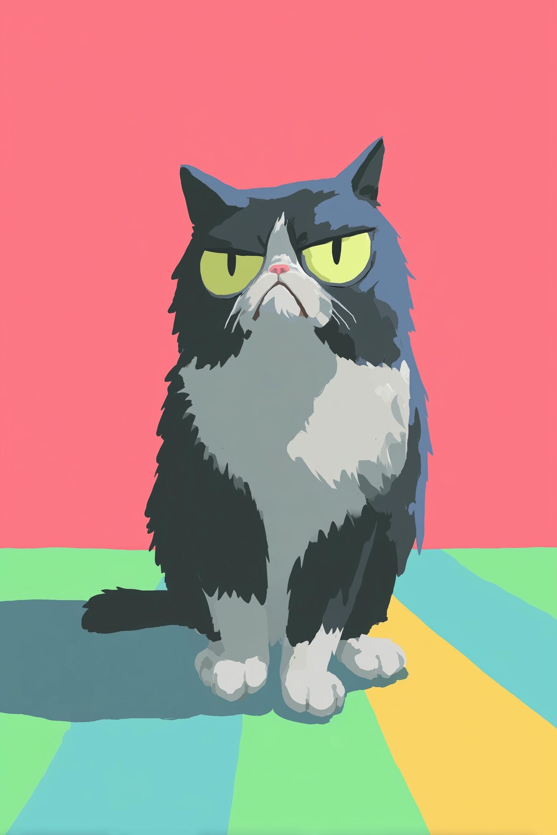 Resting Cat Face Poster, Funny Quirky Artwork
