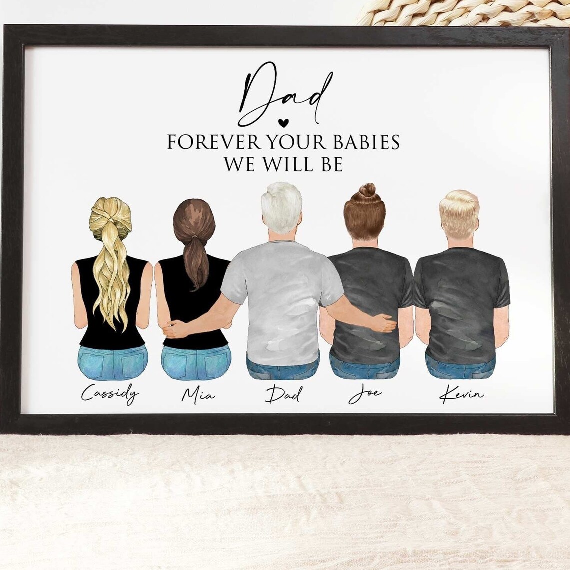 Forever Your Babies Dad and His Kids Personalized Family Poster