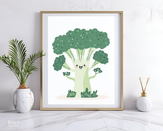 Childrens Room Artwork Illustration Of Broccoli Vegetables Nursery Wall Art Gender Neutral Wall Art Instant Print
