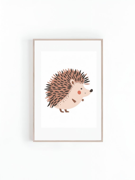 Hedgehog Nursery Art, Gender Neutral Illustration