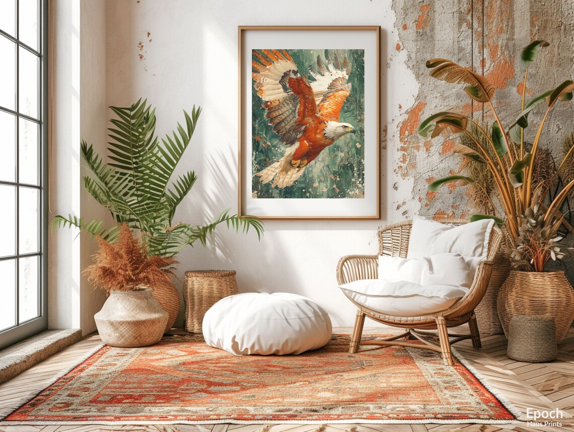 Bohemian Style Eagle Art Print, Boho Decor - Image 3