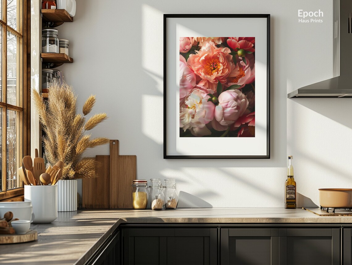 Peony Flower Bouquet Botanical Wall Art Print - Image 2