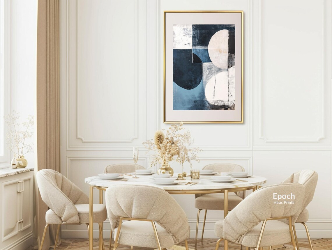 Abstract Blue Painting, Mid-Century Art Print - Image 3