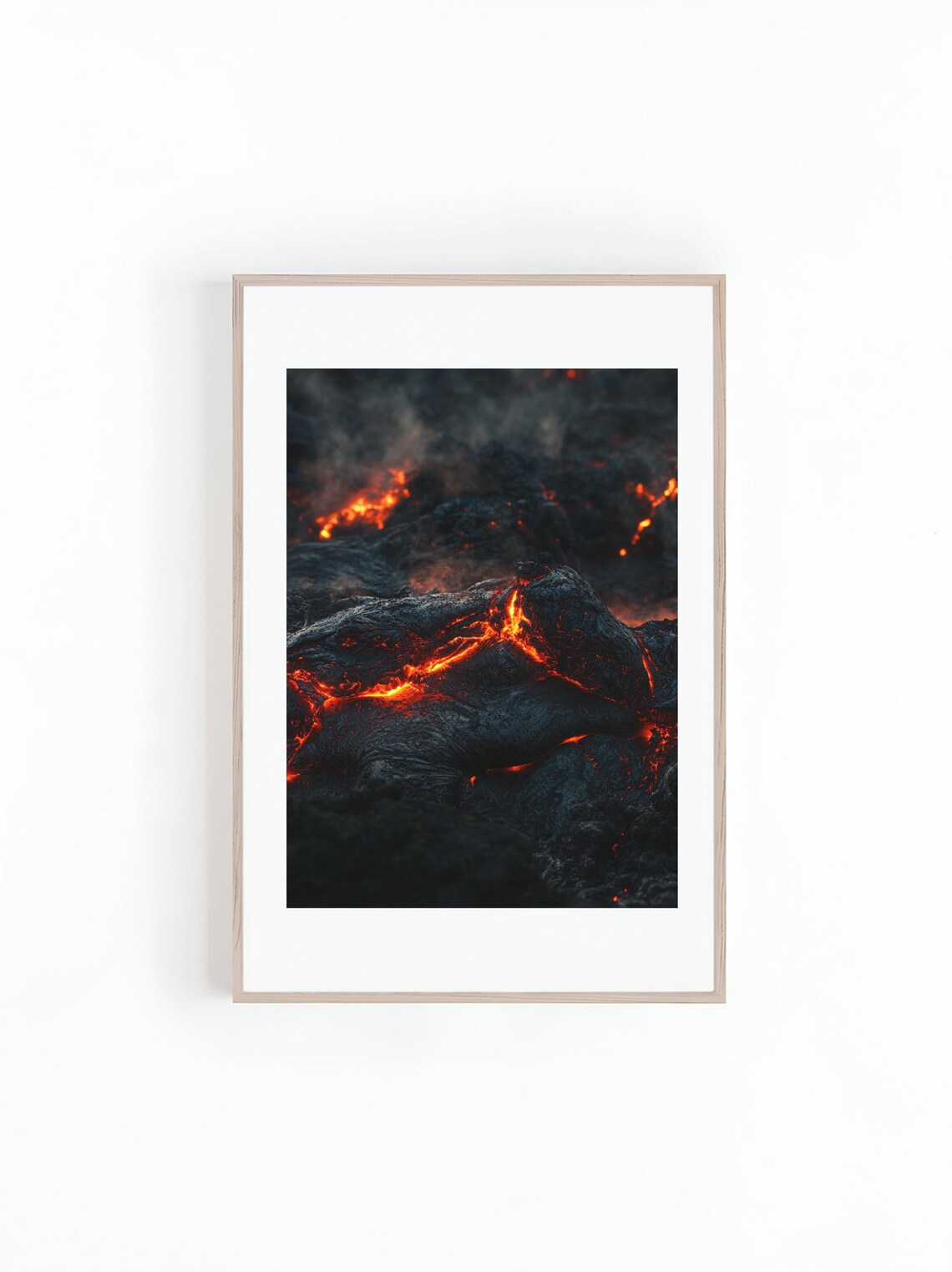 Red Lava Flow Photo, Active Volcano Hawaii Minimalist