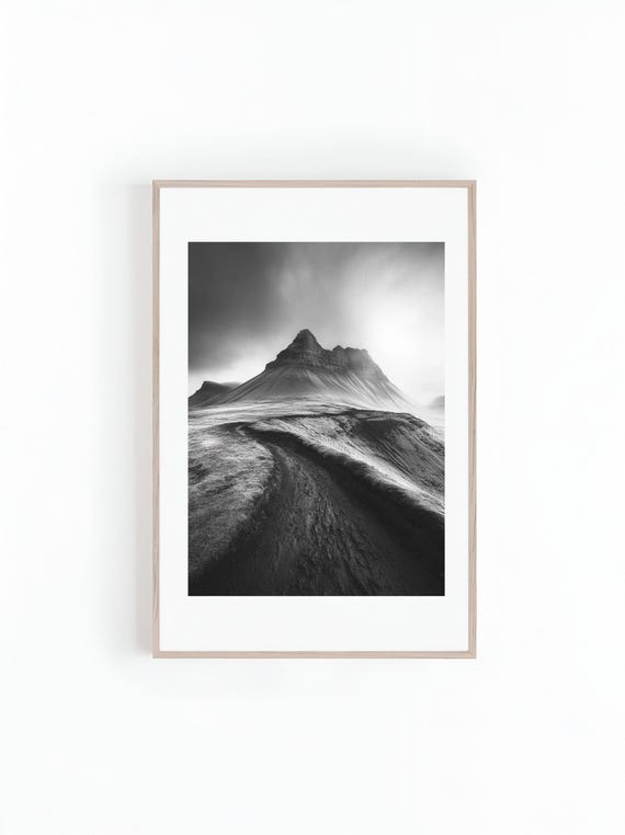 Winding Trail Through Mountains Range, Minimalist Art Print
