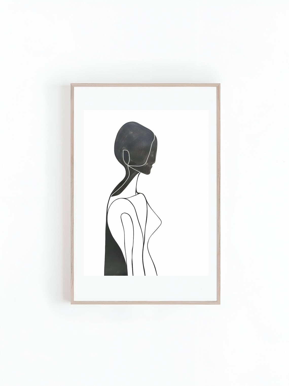 Standing Woman Silhouette Minimalist Single Line Drawing Art Print