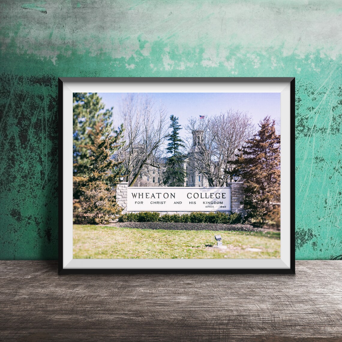 Wheaton College Campus Entrance Stone Sign Photography Poster