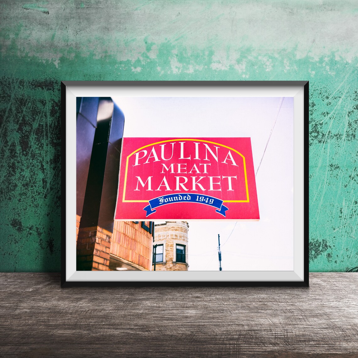 Paulina Meat Market Founded 1949 Chicago Butcher Sign Photo Print - Image 3
