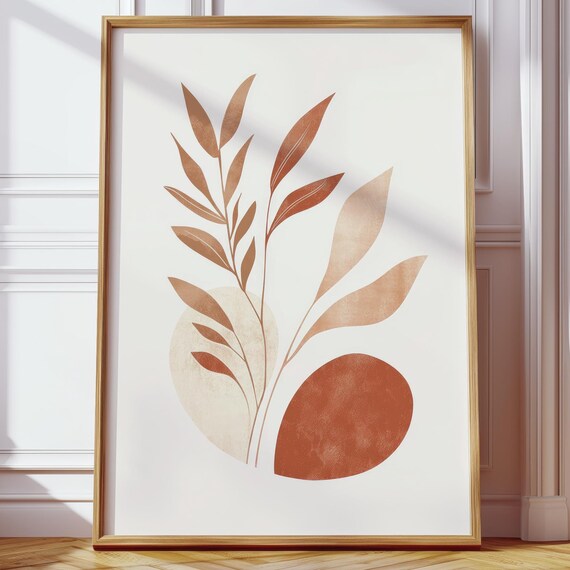 Boho Plant Print, Minimalist Modern Wall Art