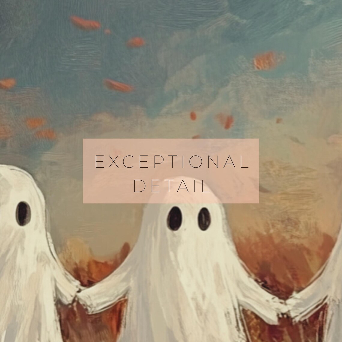 Moody Ghost Wall Art Farm Field Oil Painting Halloween Artwork Authentic Fall Season Print - Image 2