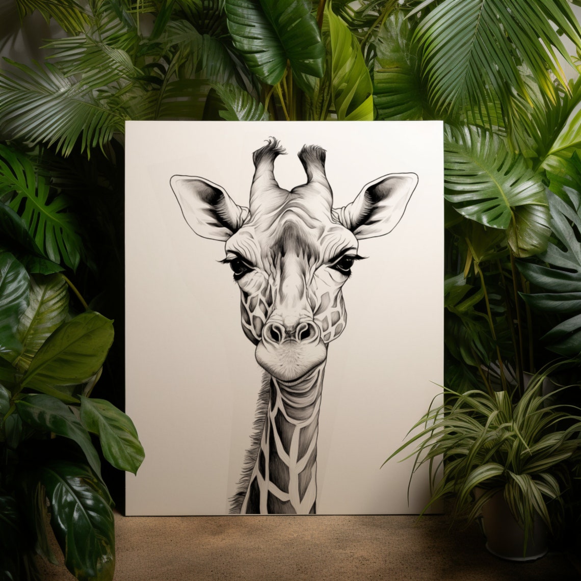 Giraffe Pencil Portrait Wall Art Realistic Animal Head Sketch Print - Image 3