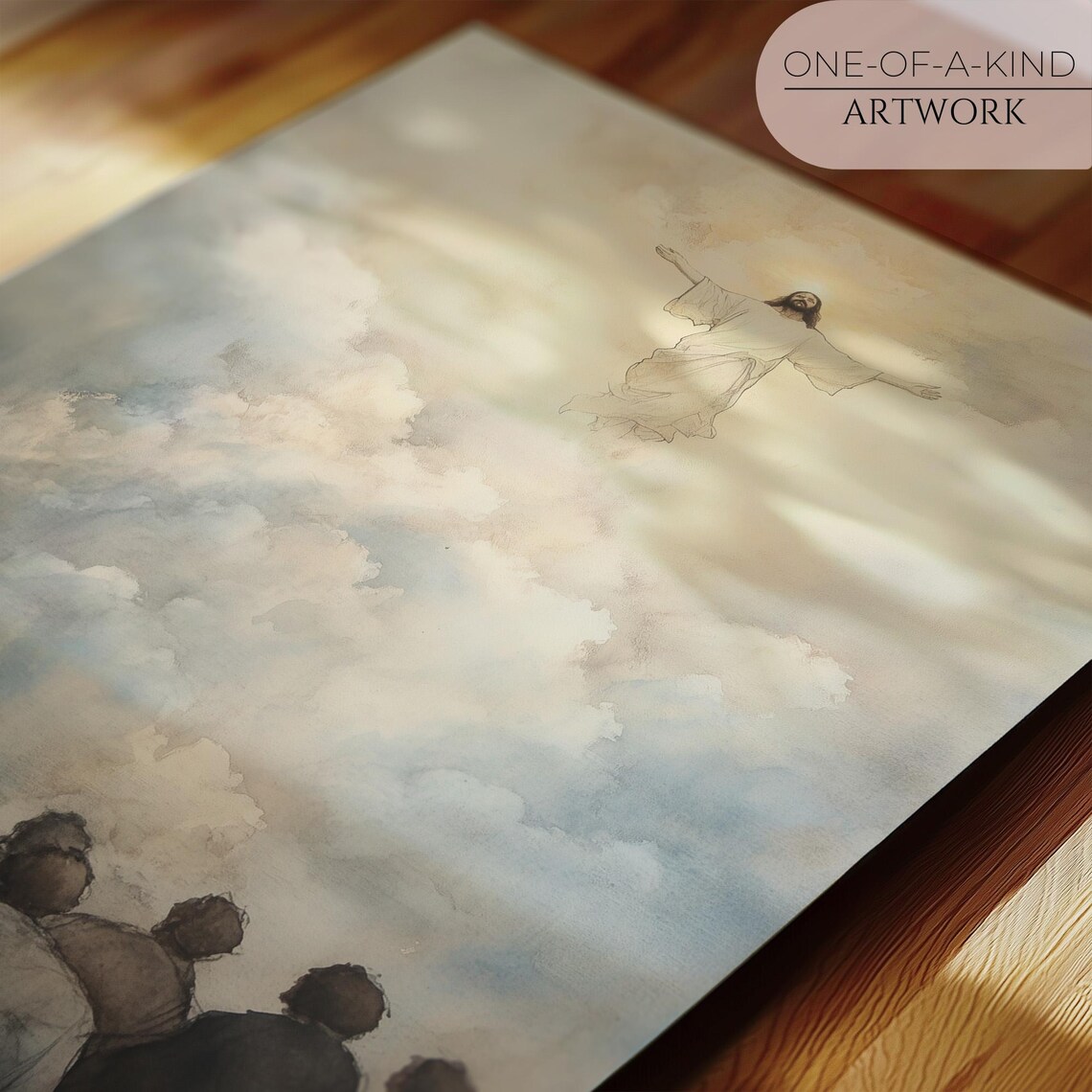 Ascension Of Jesus Rising Into Clouds Vintage Christian Faith Art Print - Image 2