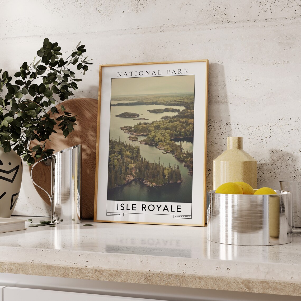 Isle Royale National Park Michigan Island Lakes Aerial View Travel Poster - Image 2