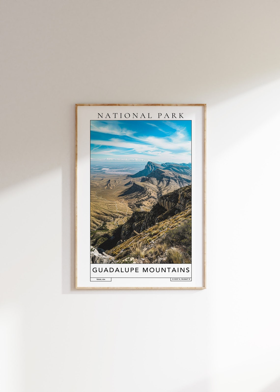 Guadalupe Mountains National Park Travel Print Guadalupe Mountains Texas United States Print Travel Print National Park Wall Art Print