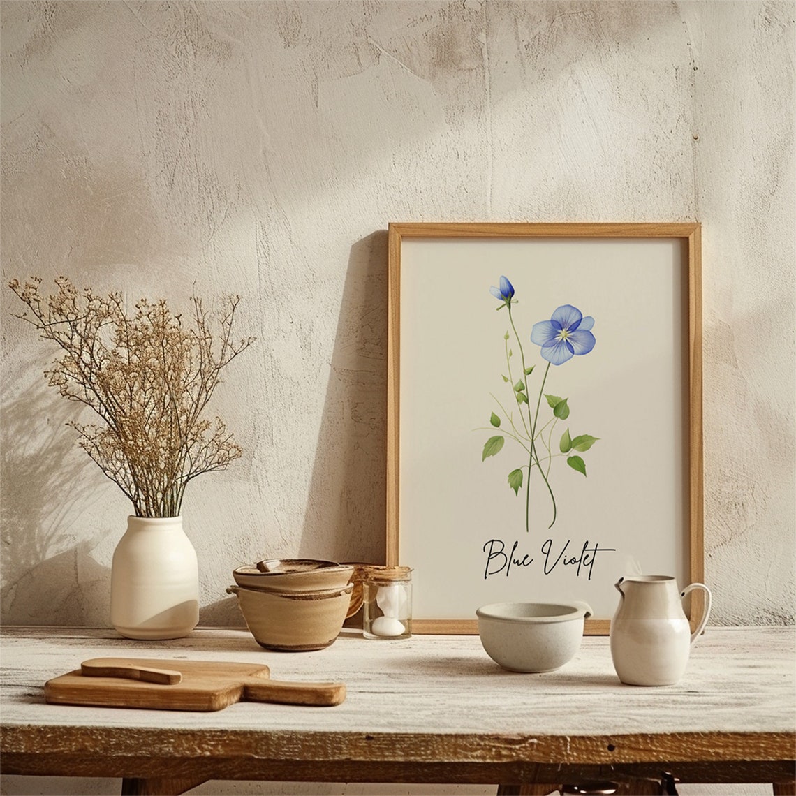 Blue Violet Botanical Watercolor State Flower Minimalist Art Print - Image 2