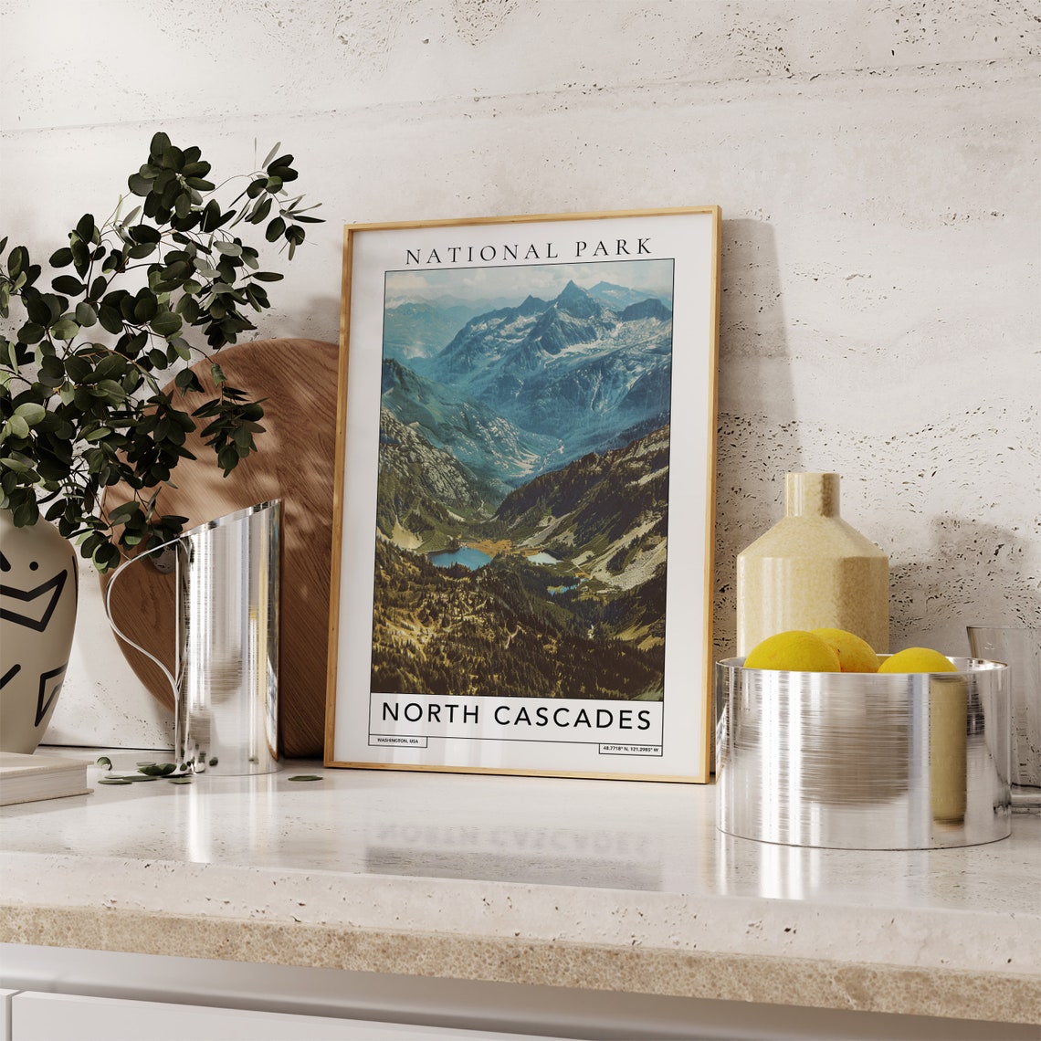 North Cascades National Park Travel Print North Cascades Washington Travel Poster North Cascades Gift Travel Print National Park - Image 2