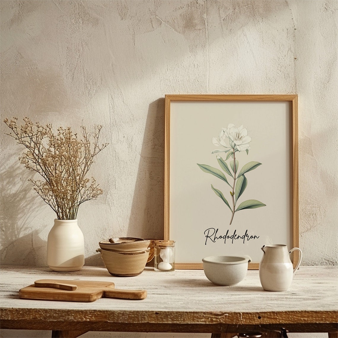 Rhododendron Botanical Line Art Minimalist Flower Wall Art Print - Image 2