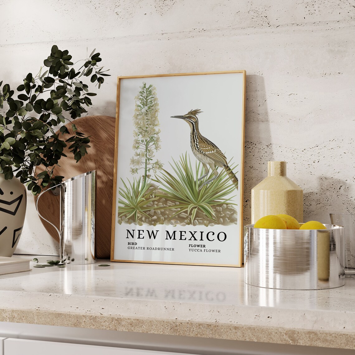 New Mexico Greater Roadrunner Yucca Flower Bird and Flower Art Print - Image 2