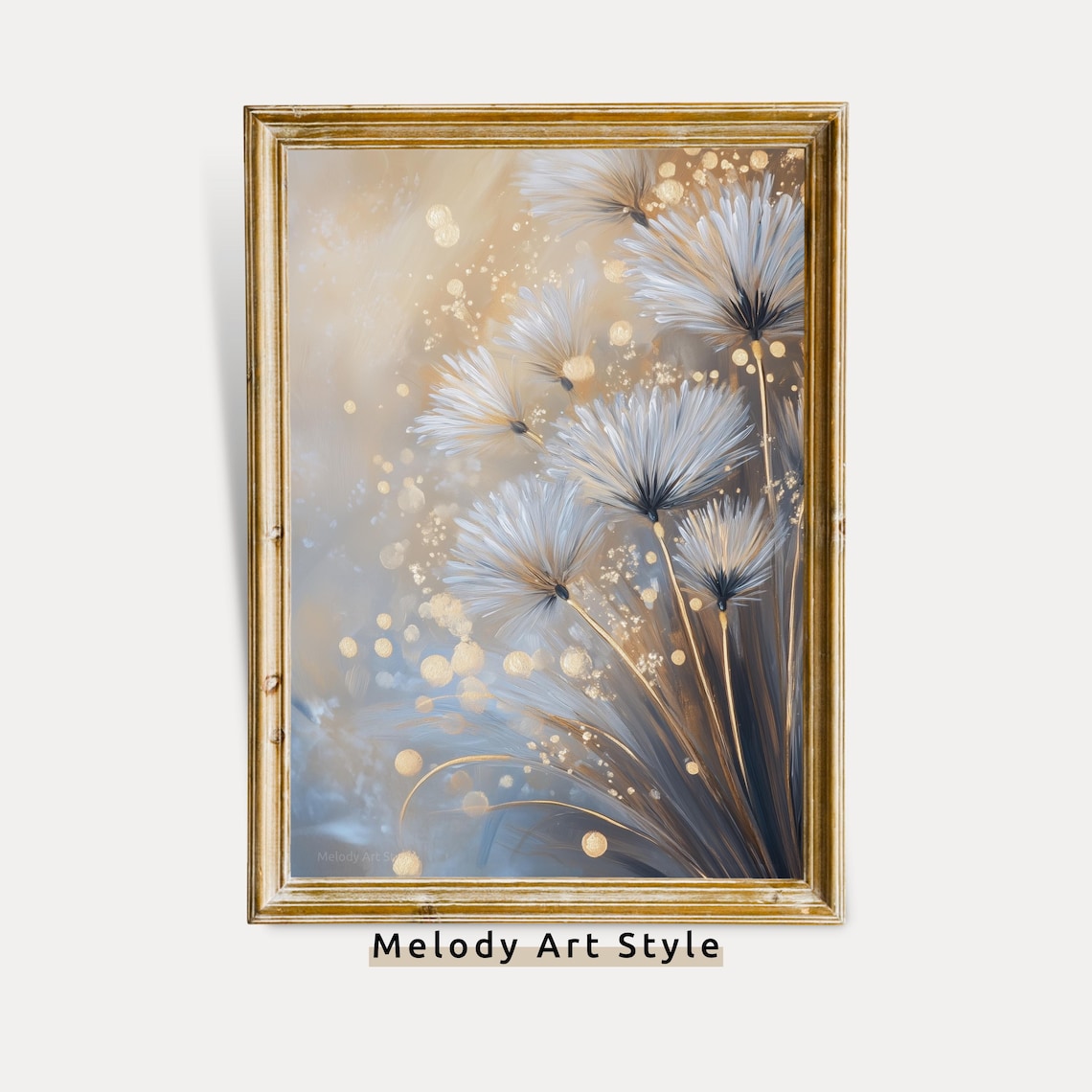 Dandelion Botanical Floral Art Print, Golden Sparkle