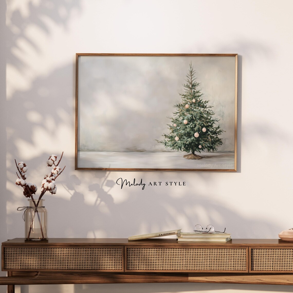 Minimalist Christmas Tree White Neutral Farmhouse Holiday Poster - Image 2