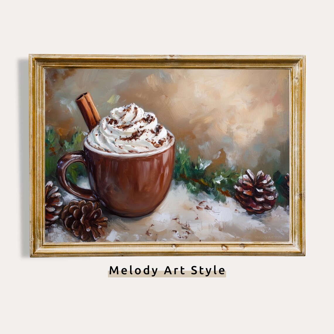 Rustic Hot Cocoa With Cinnamon Stick Pinecones Christmas Poster