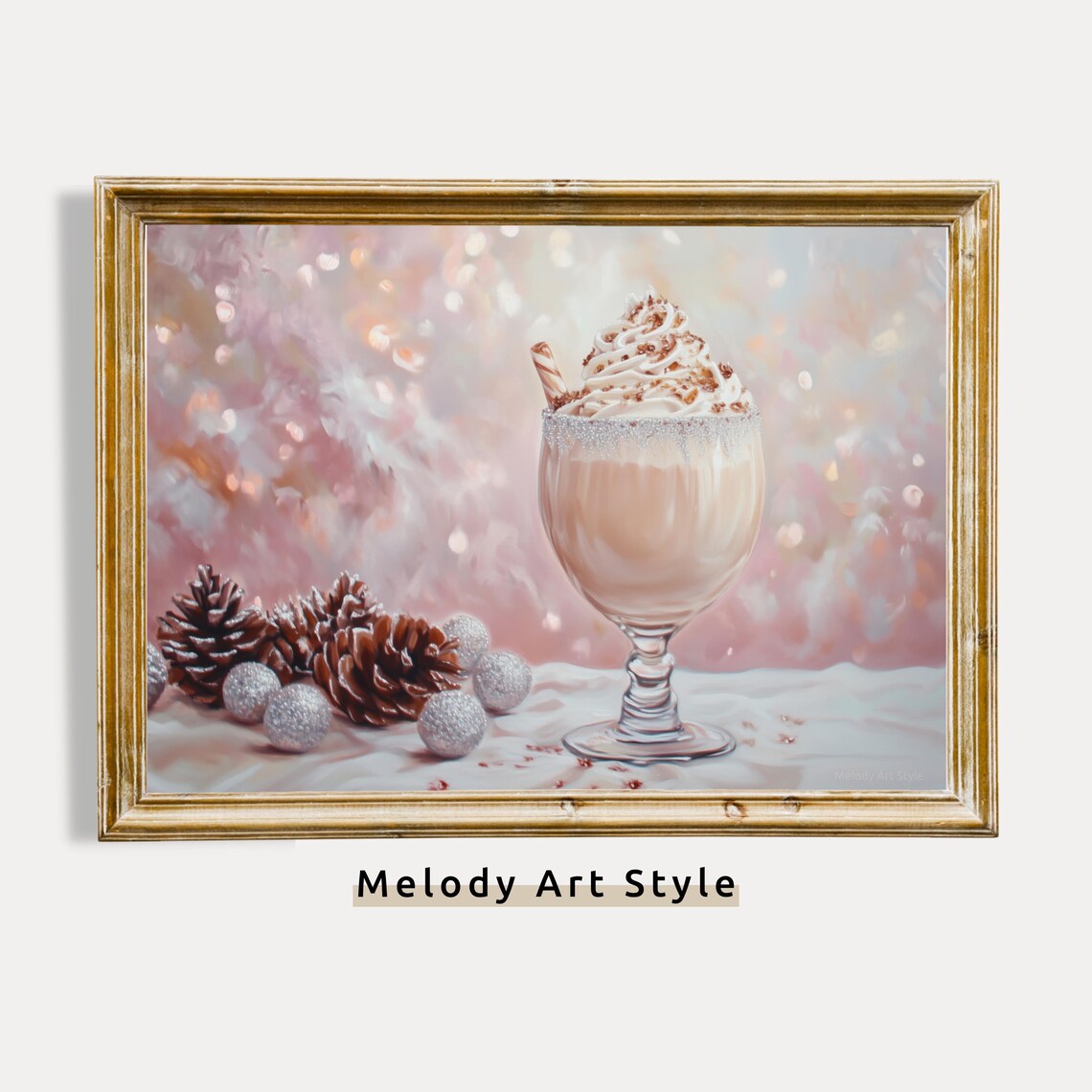 Creamy Eggnog Sugared Rim Whipped Cream Holiday Drink Poster