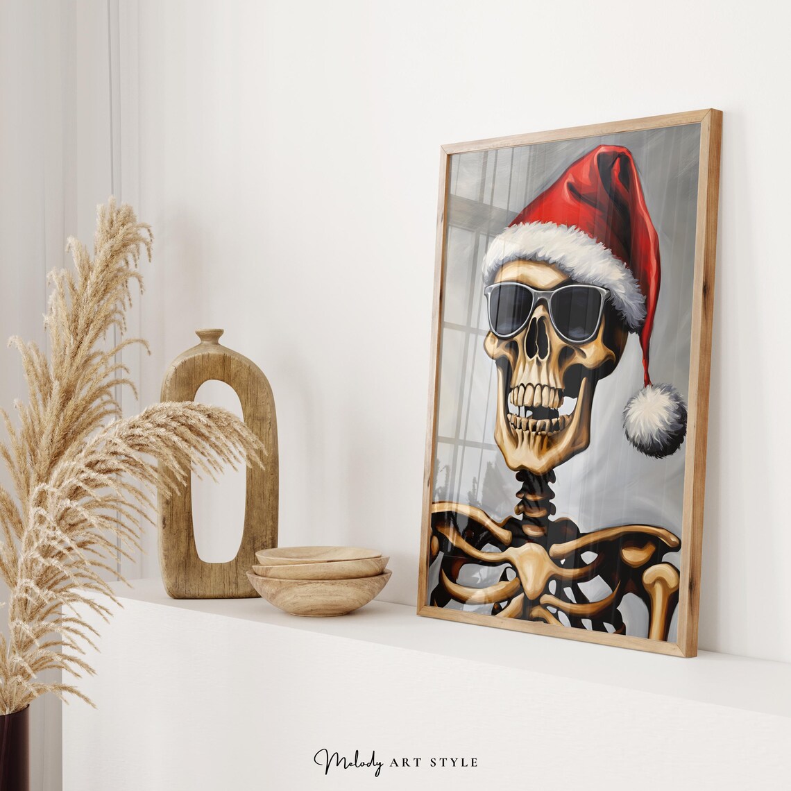 Cool Skeleton Santa Hat Sunglasses Funny Gothic Holiday Poster - Image 2