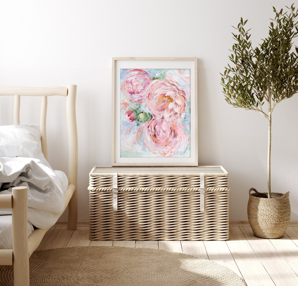 Peony Floral Painting Art Print, Botanical Decor