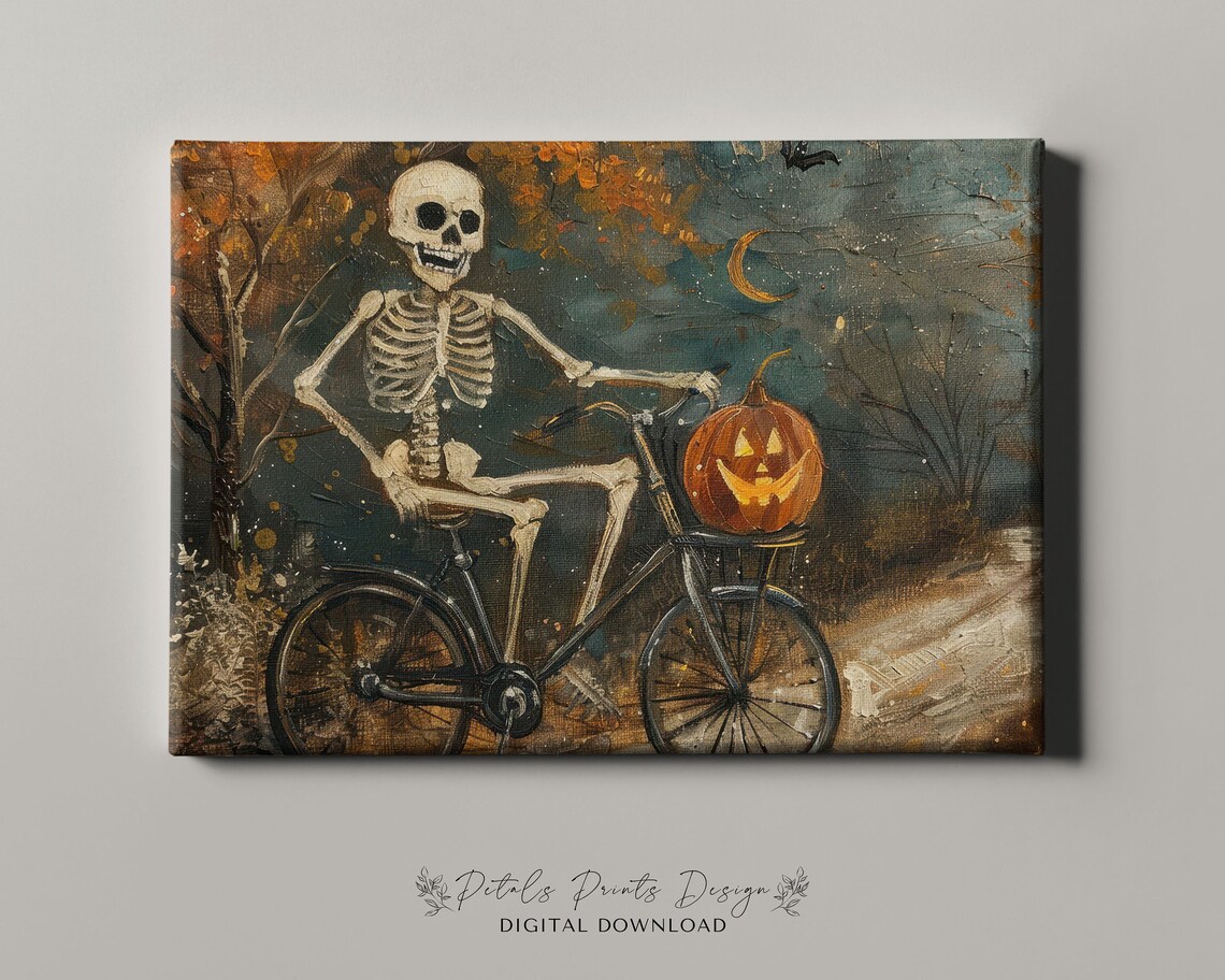 Halloween Skeleton Rustic Vintage Style Art Print - Image 4