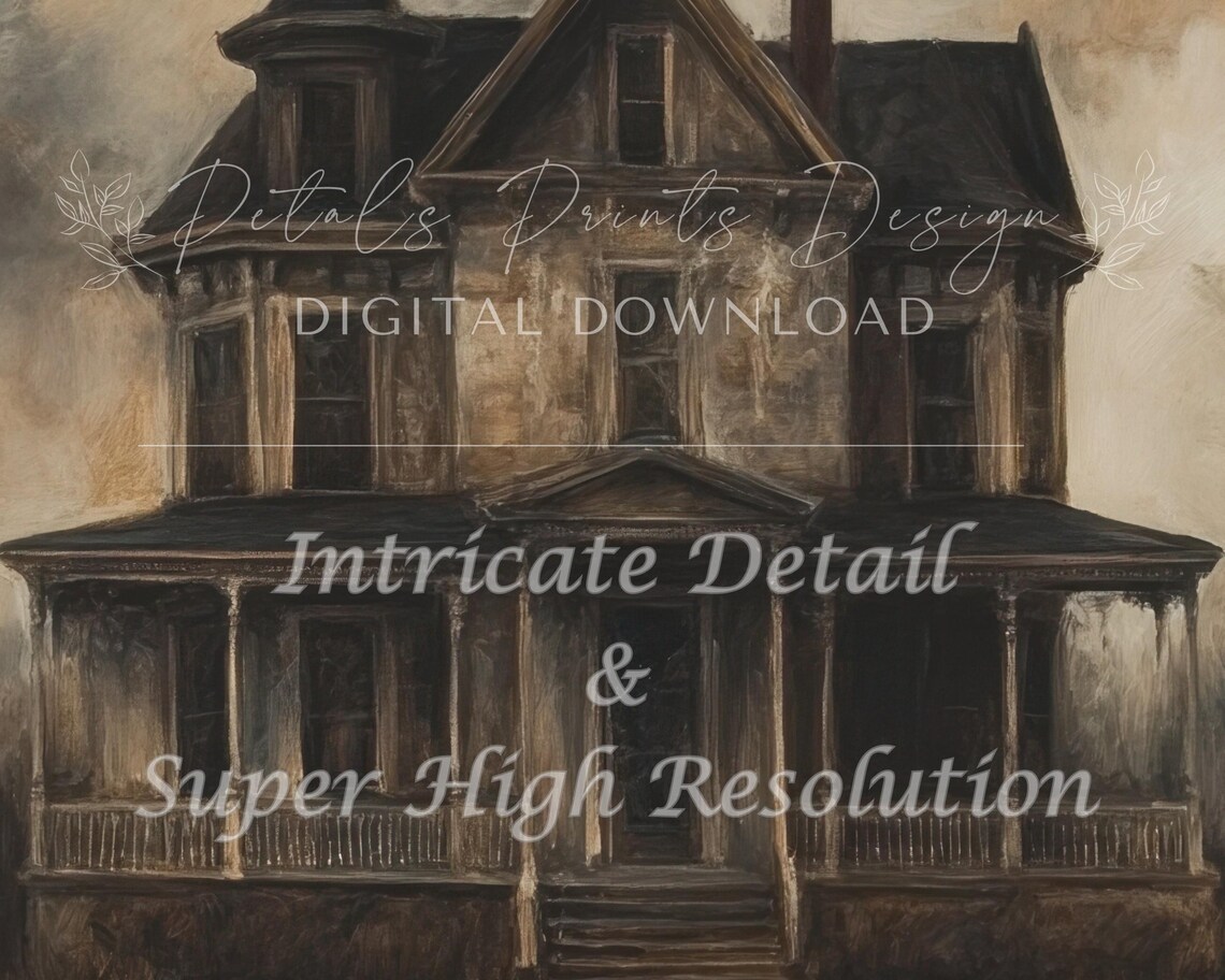 Halloween Haunted House Rustic Graveyard Wall Art Print - Image 2