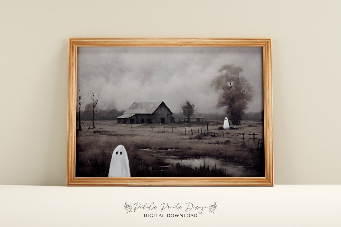 Vintage Halloween Art Print, Spooky Farmhouse Decor
