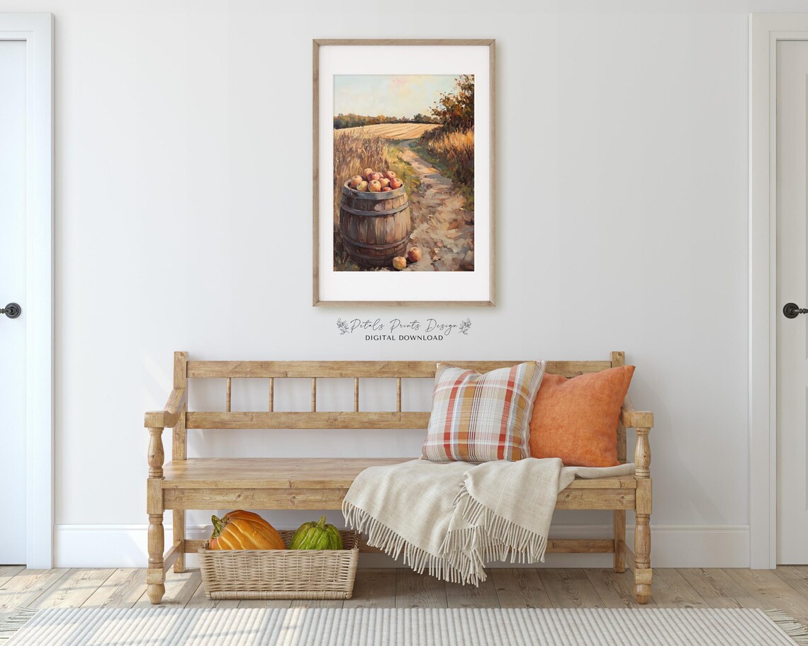 Rustic Autumn Landscape Vintage Countryside Art Print - Image 3